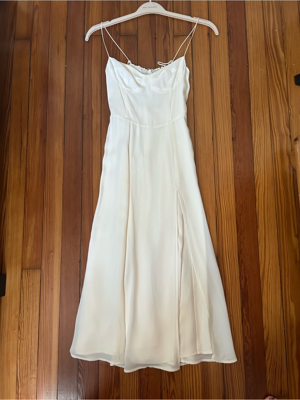 Reformation Cream Slip Midi Dress with Spaghetti Straps